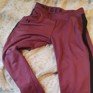 Under Armour Women's Medium Burgundy Joggers with Black Accents